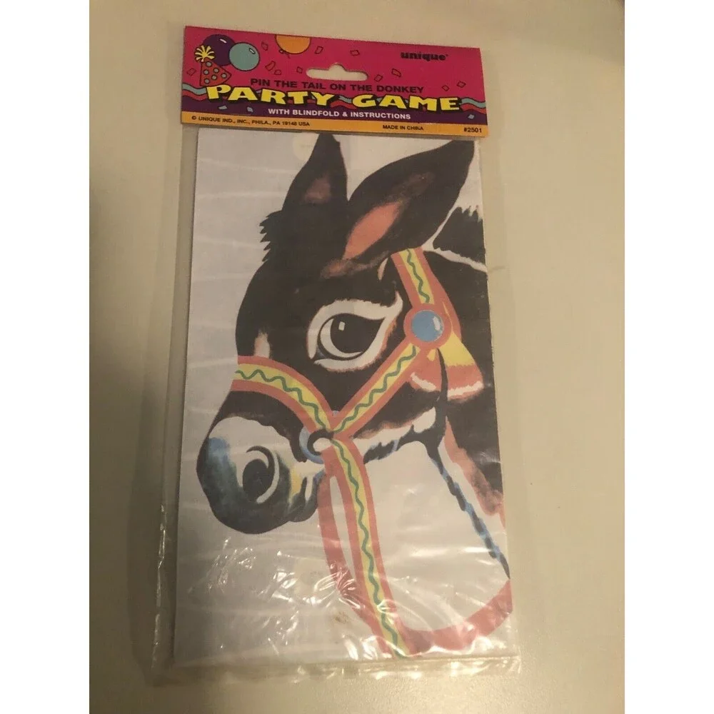 Pin the Tail on the Donkey‎ Party Game with Blindfold & Instructions Vintage